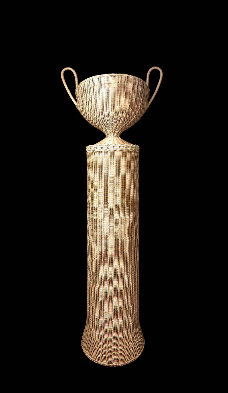 Marco Wicker Pedestal with Urn by Creel and Gow  75.5"H