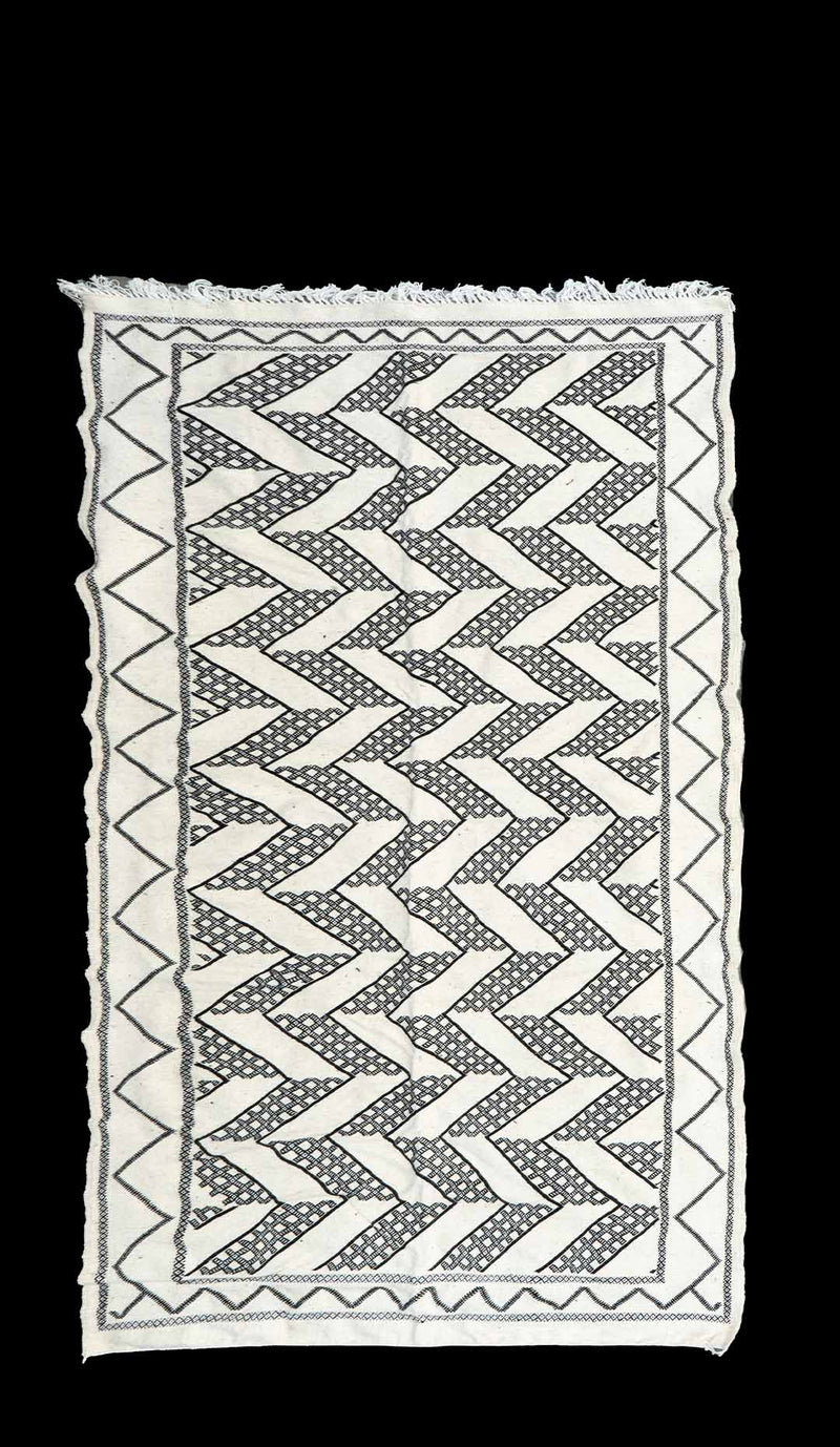 Black and White Moroccan Rug, 9' 2" x 5' 3"