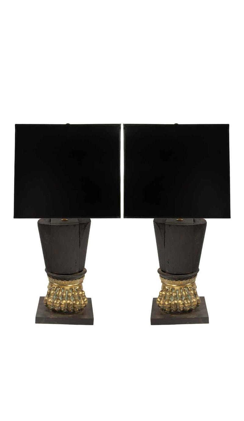 Sculptural Rarity: Pair of 19th Century Italian Lion Paw Table Lamps