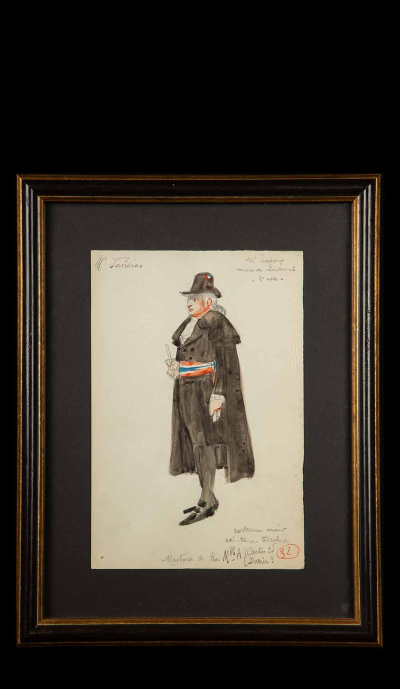 Framed Original Opera Costume Design Water Color, By Charles Betout