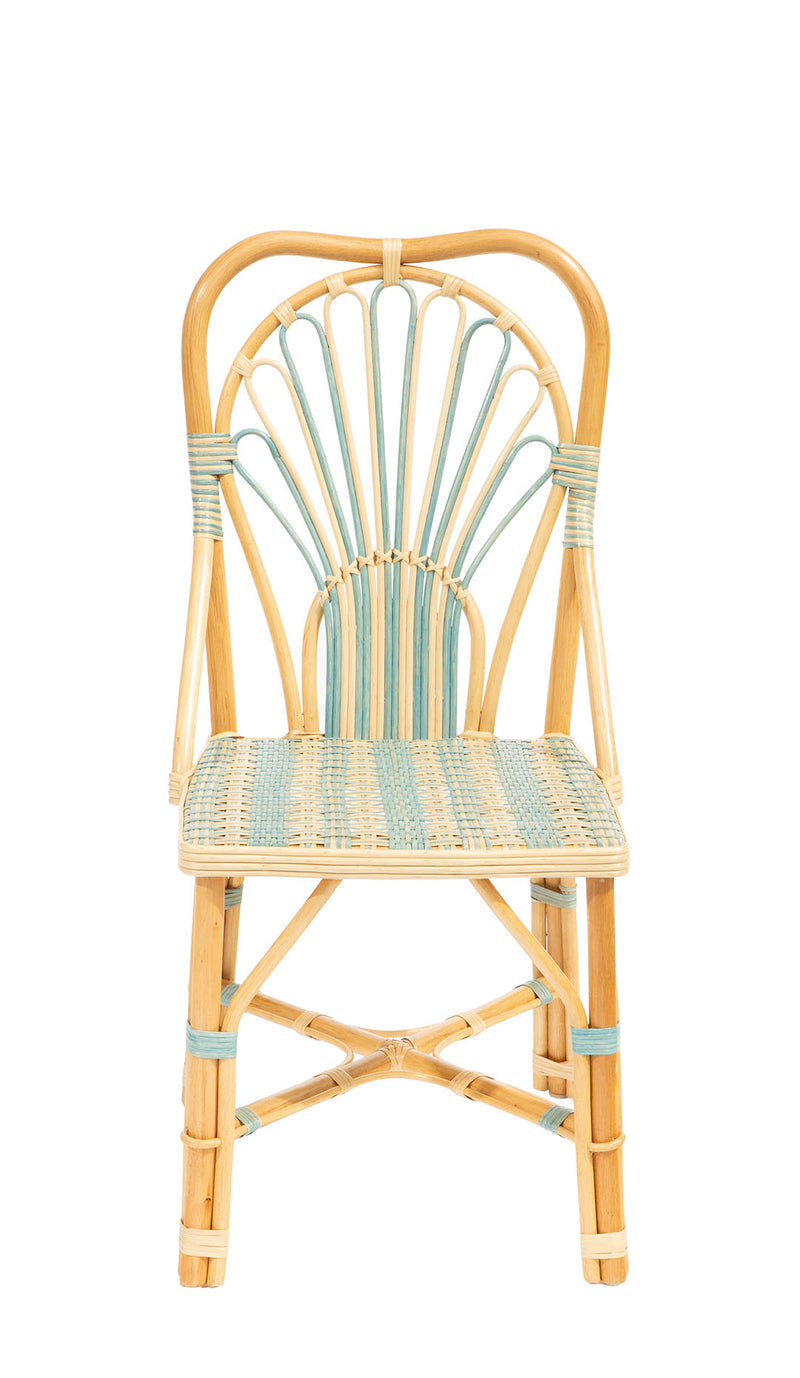 Blue Peacock Rattan Side Chair by Creel and Gow