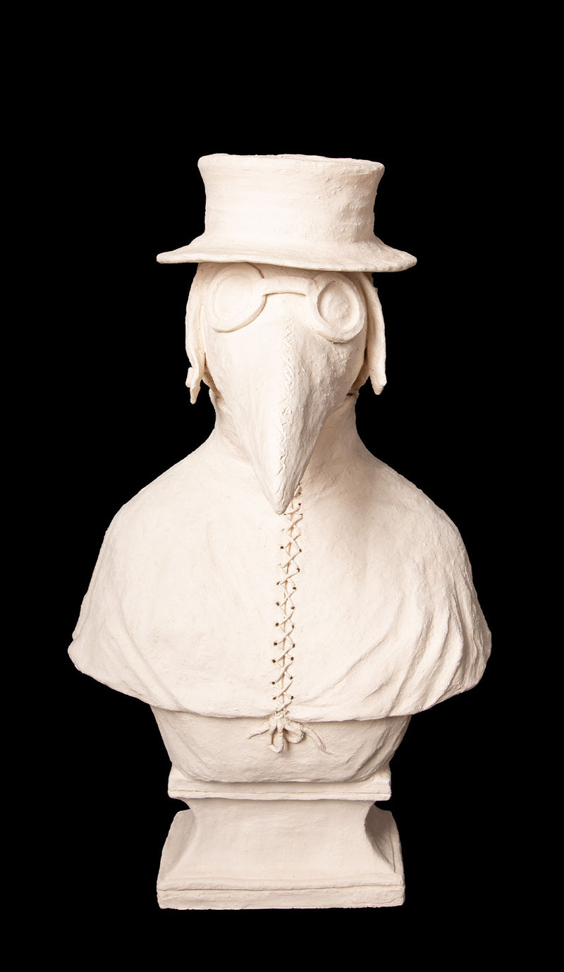 Anthropomorphic Terracotta Dog wearing a Plague Doctor Mask