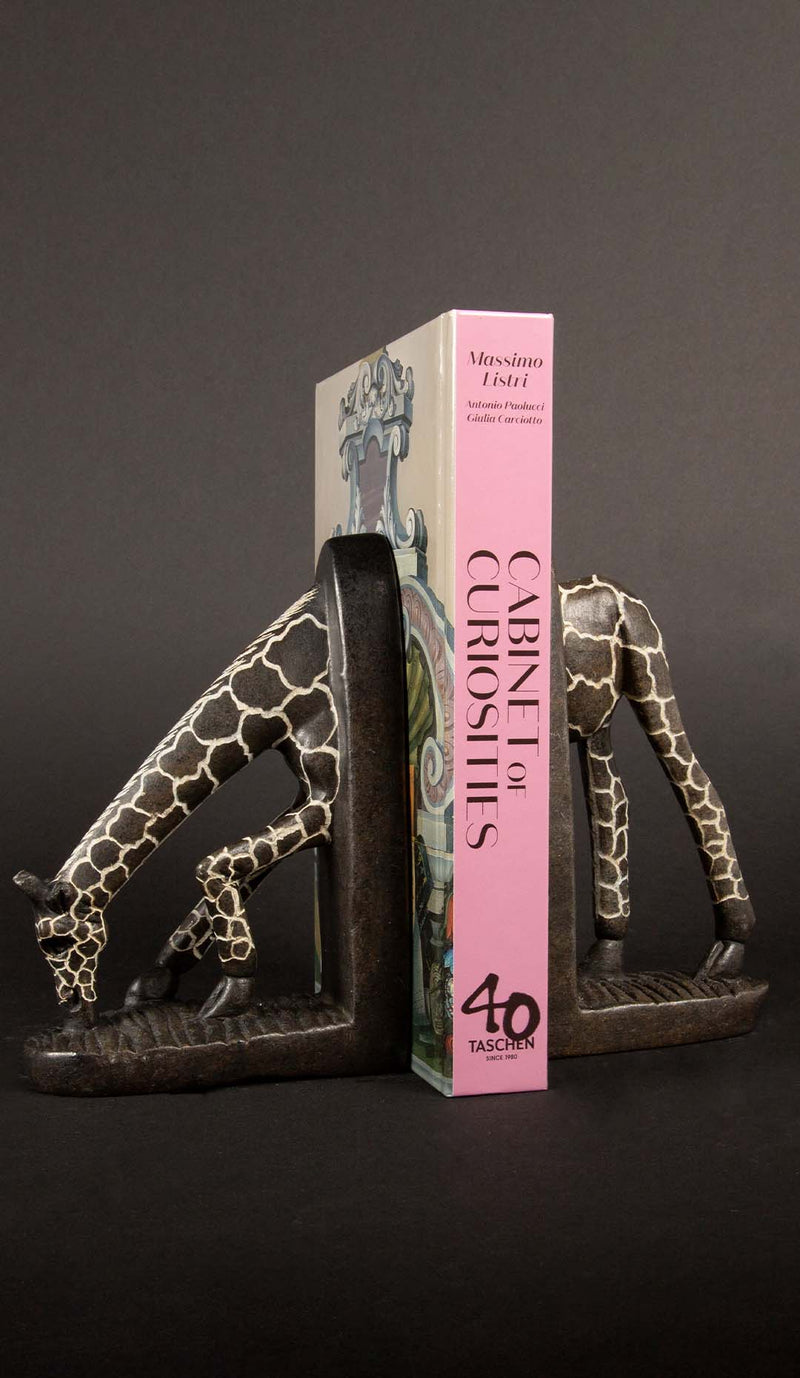 Soapstone Giraffe Grazing Bookend