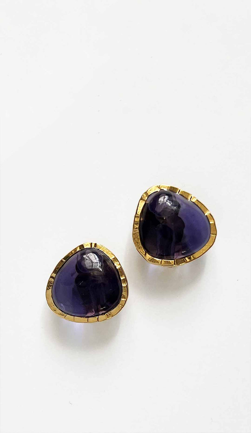 Loulou De La Falaise Hammered Baroque Pave Earrings, Midnight