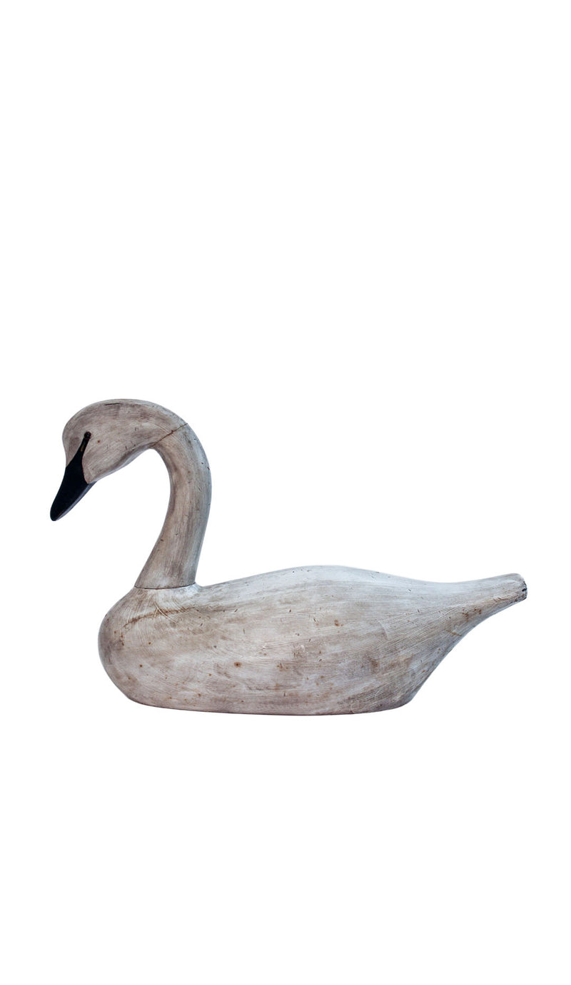 The Gentle Swan: Large Hand-Carved Folk Art Swan