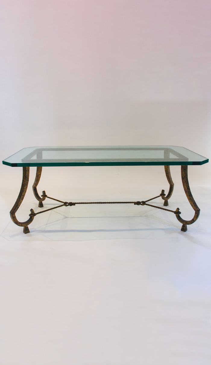 Maison Ramsay Gilt Wrought Iron and Glass Coffee Table