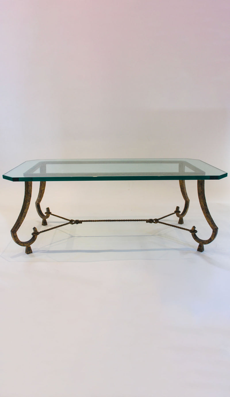Maison Ramsay Gilt Wrought Iron and Glass Coffee Table