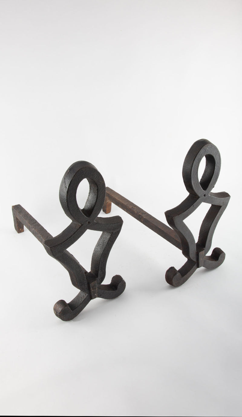 Ironwork for the Hearth: 19th C. Wrought Iron Andirons