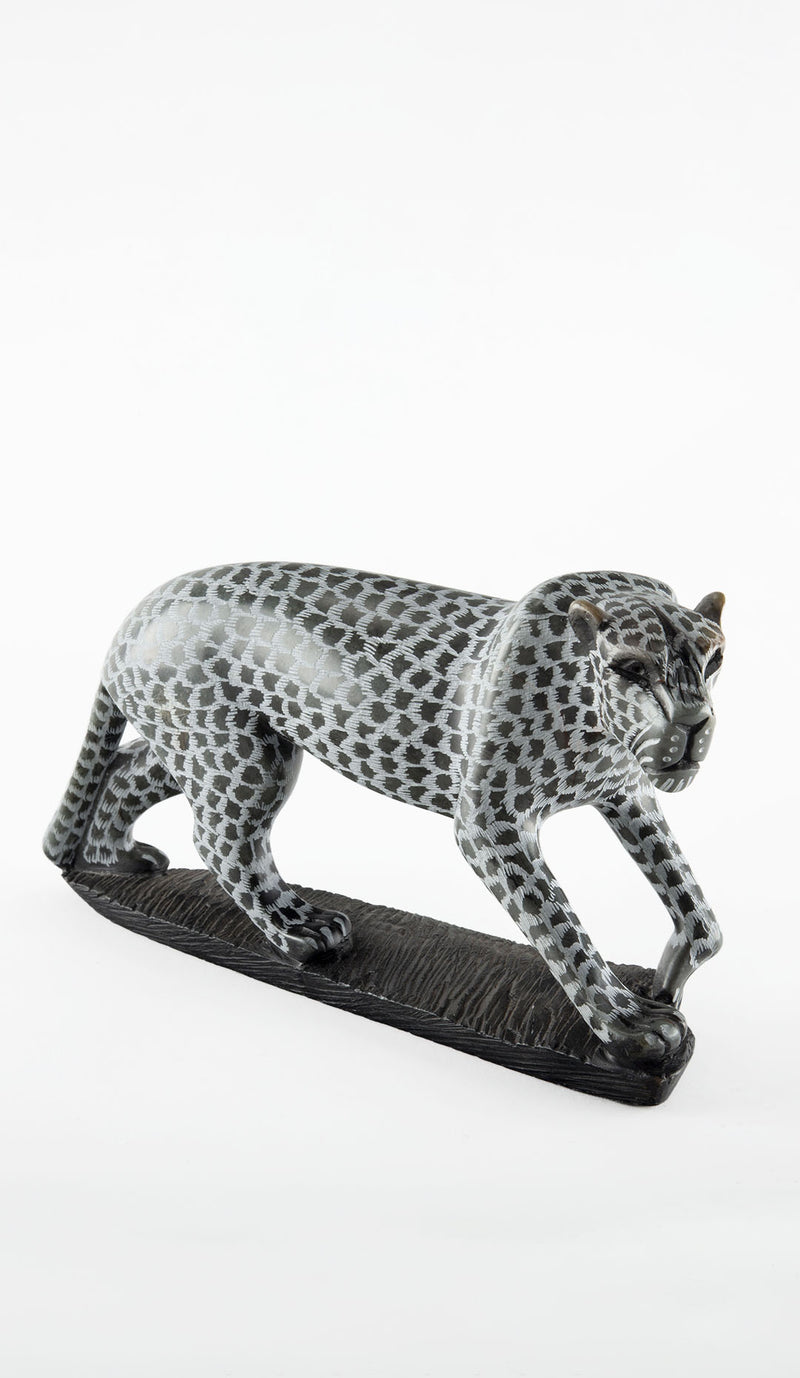 The Silent Stalk: Carved Soapstone Leopard