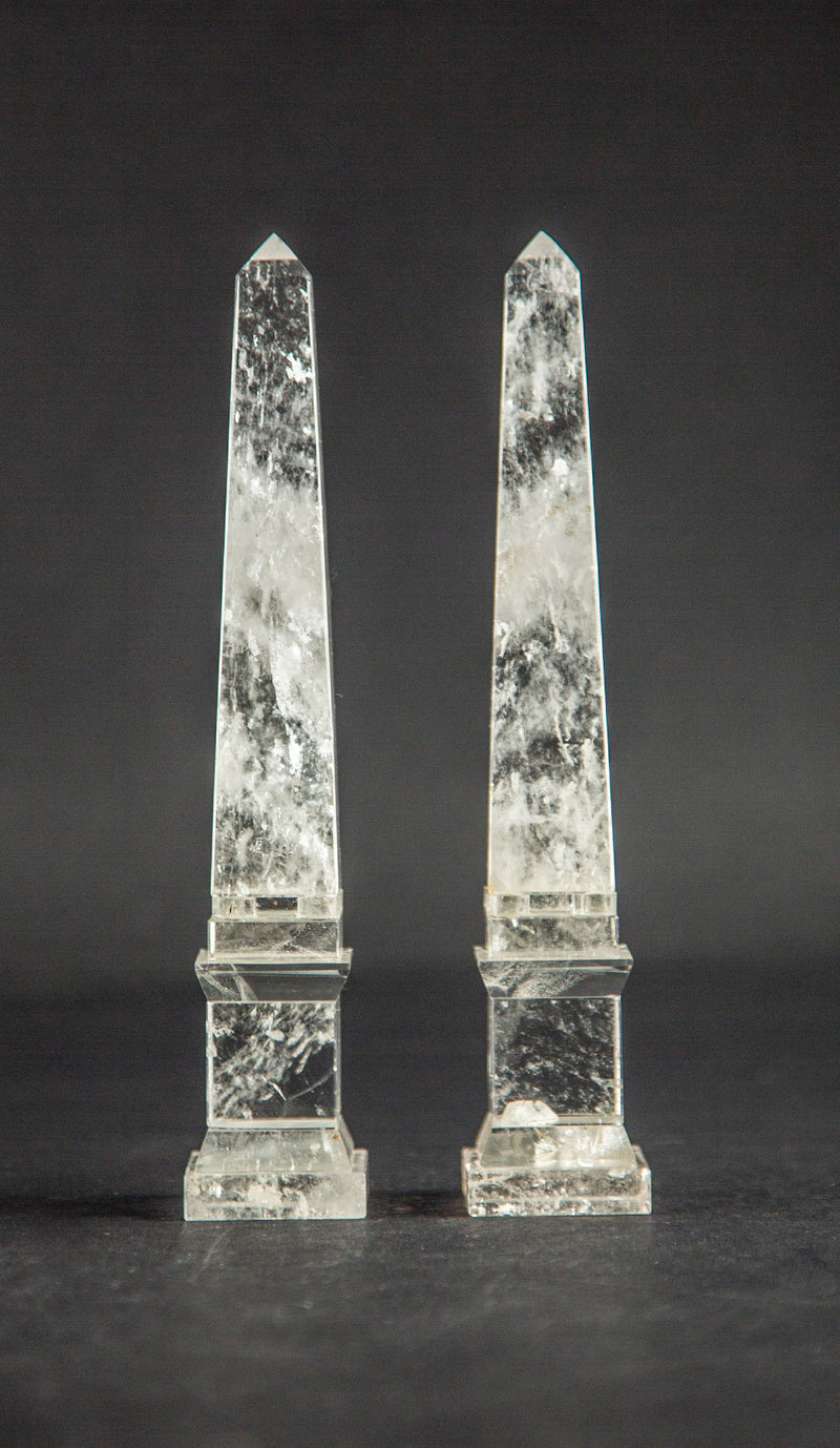 Rock Crystal Obelisk Pair 8"