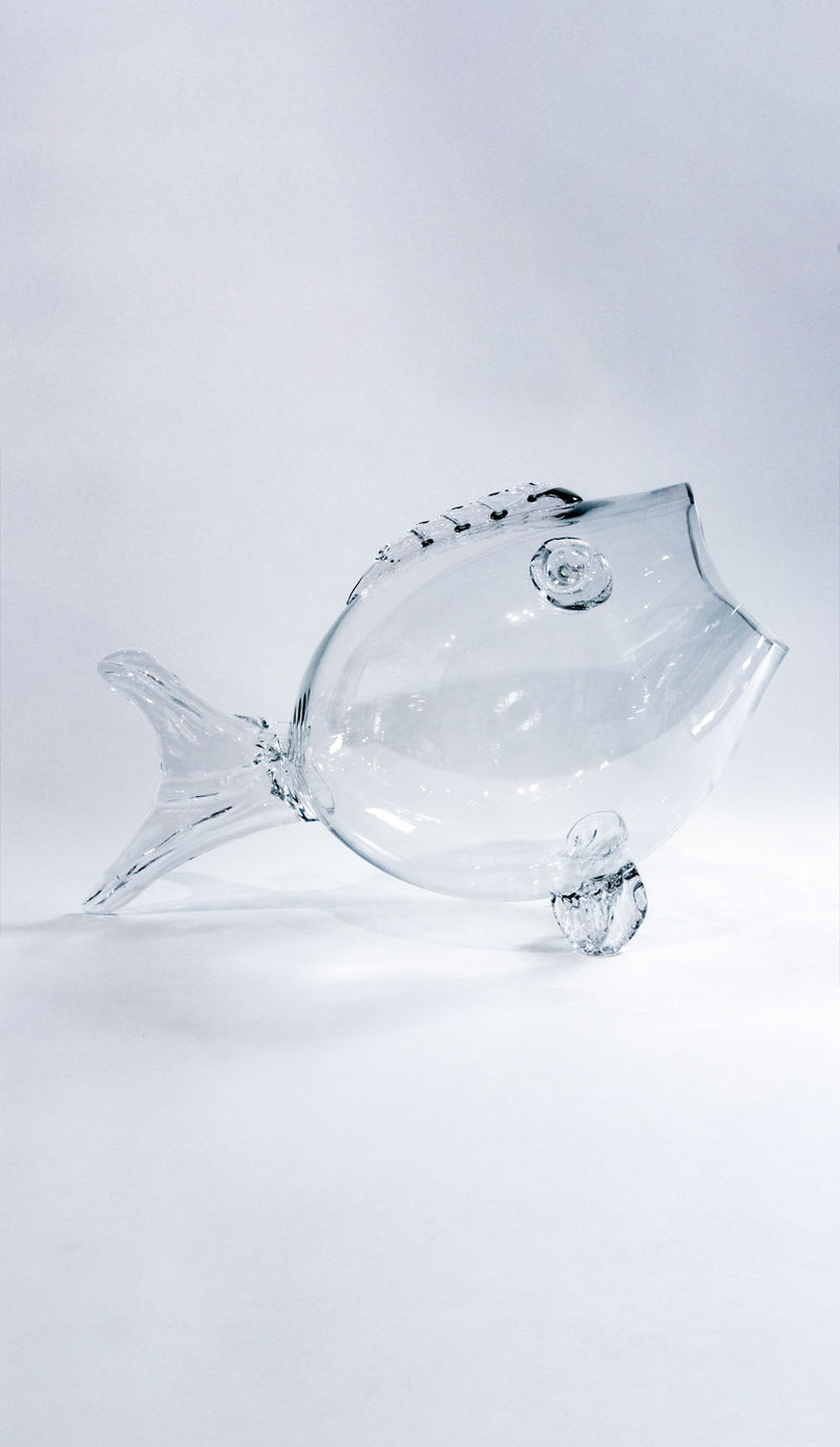 The Catch of the Day: Large Hand-Blown Glass Fish-Form Centerpiece Bowl, 14.5" H