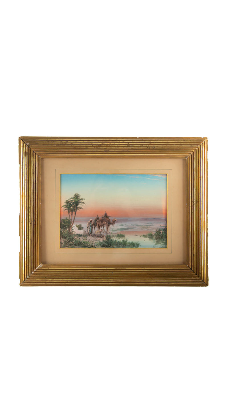 Bedouins and Camels at a Desert Oasis by Paul Pascal, 1895