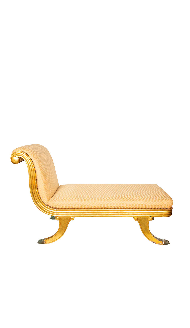 Fine French Empire Carved and Giltwood Méridienne, Circa 1810–1820