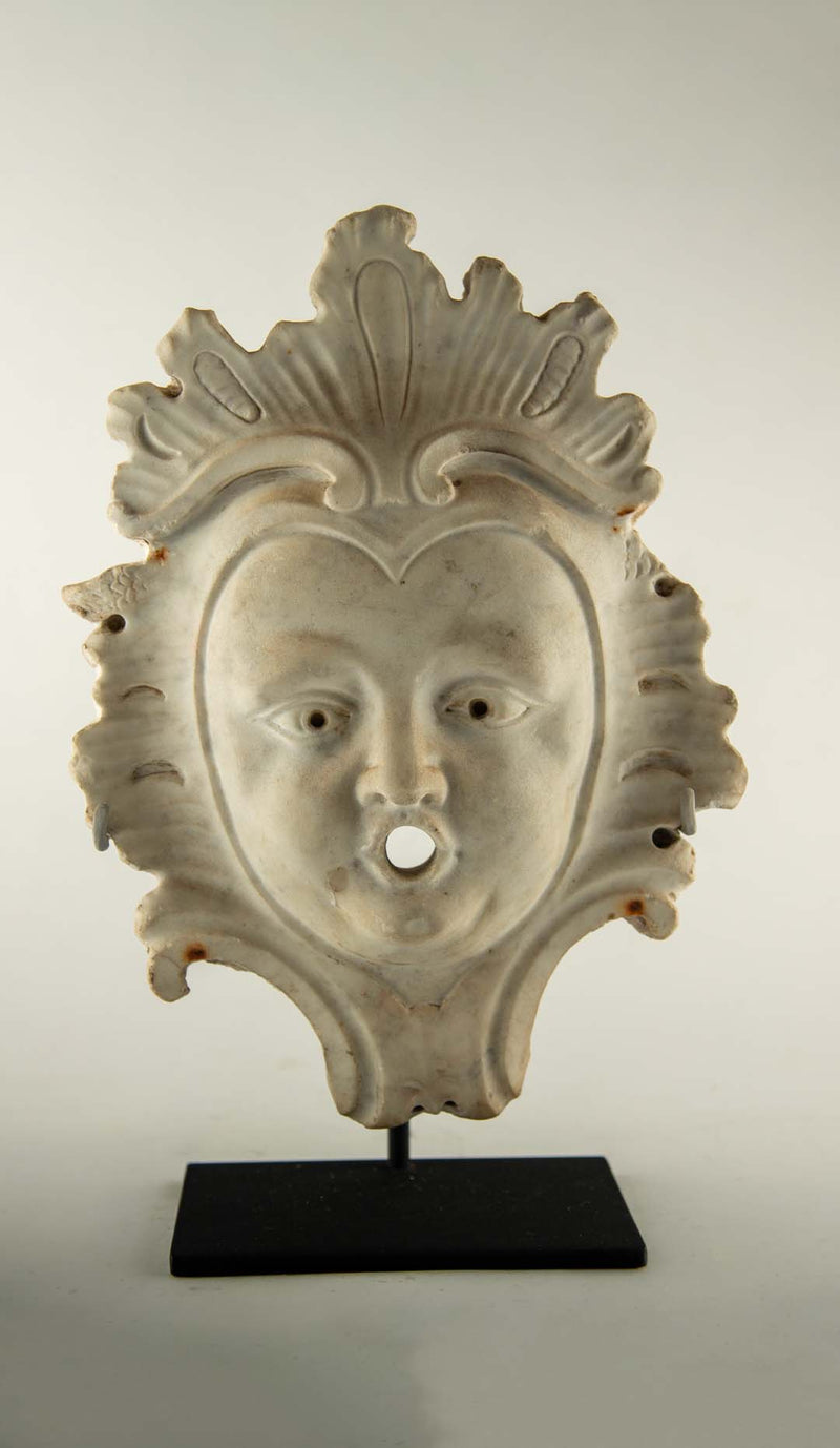 Early 19th Century French Carved Marble Grotto Fountain Mask