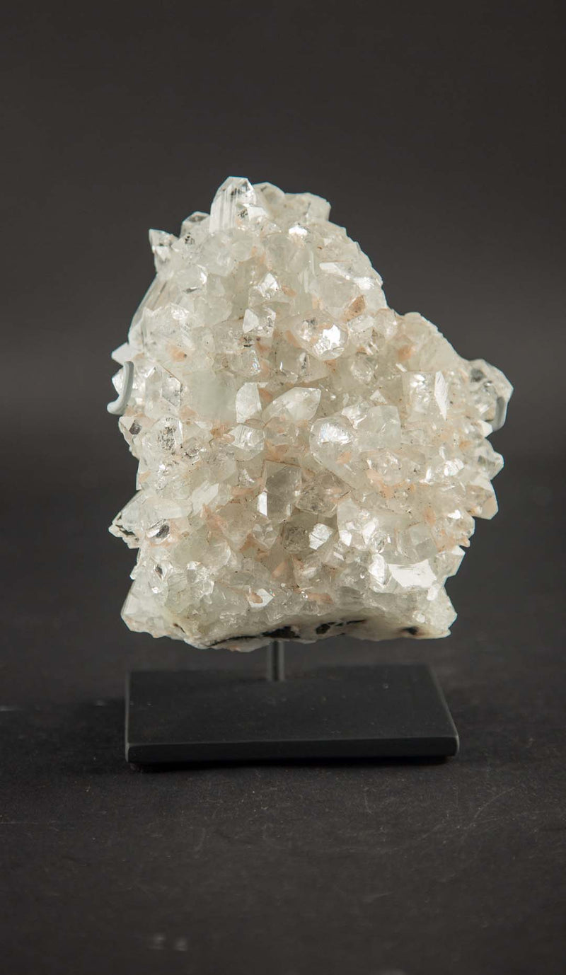 Natural Rock Crystal Quartz Cluster on Custom Metal Stand