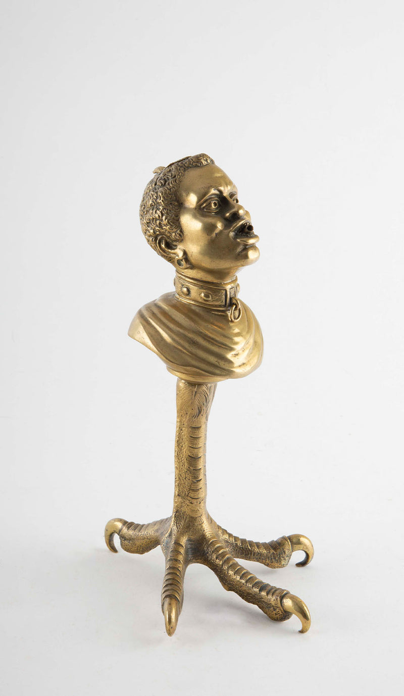 19th Century Victorian Bronze Table Lighter of African Bust