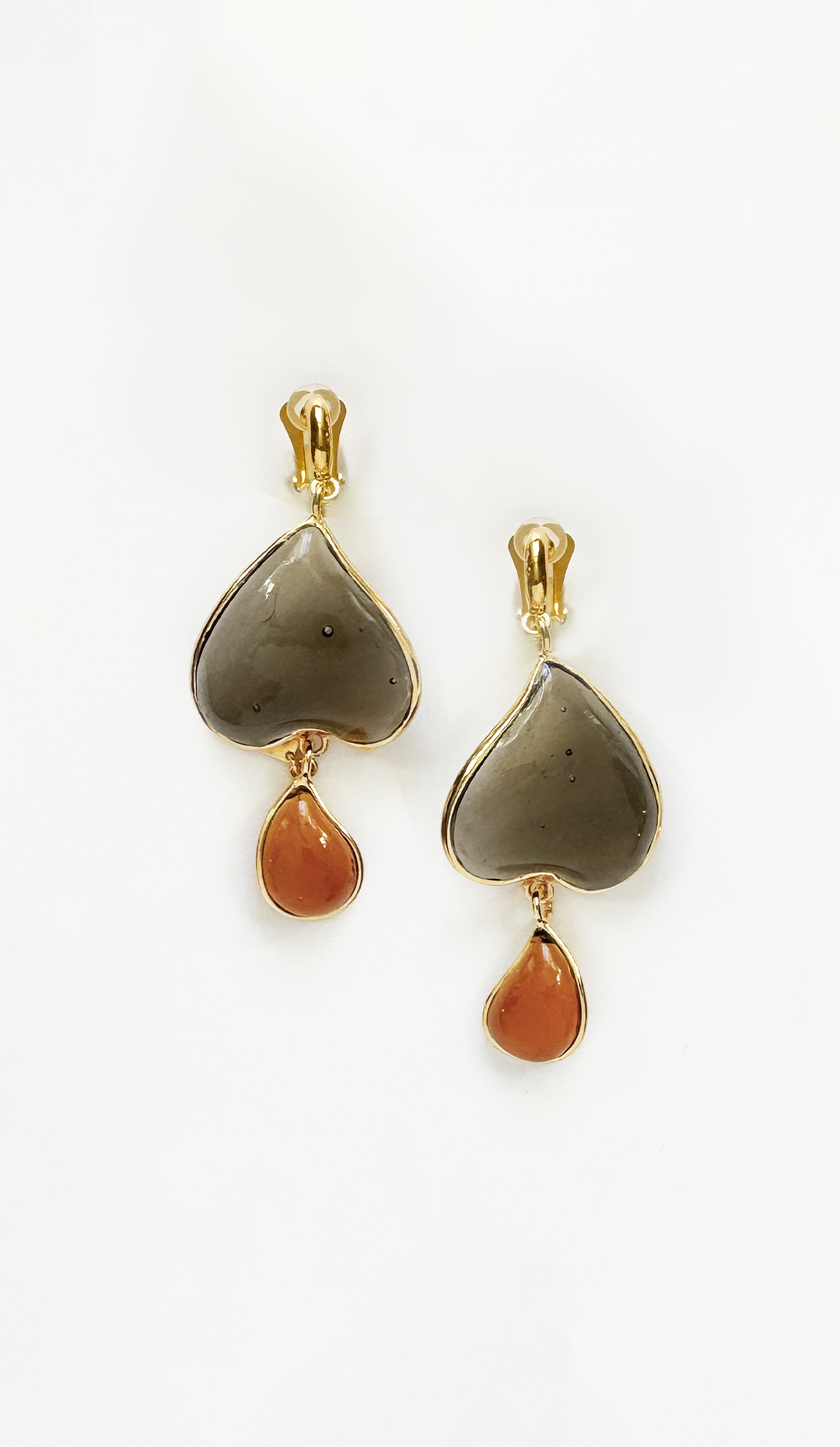 Loulou De La Falaise Clover Large Clip Earrings, Truffle / Amber Gris