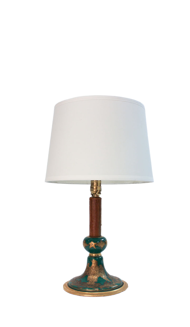 French Sèvres-Style Empire Porcelain Table Lamp with Faux Wax Candle Shaft, 22"H