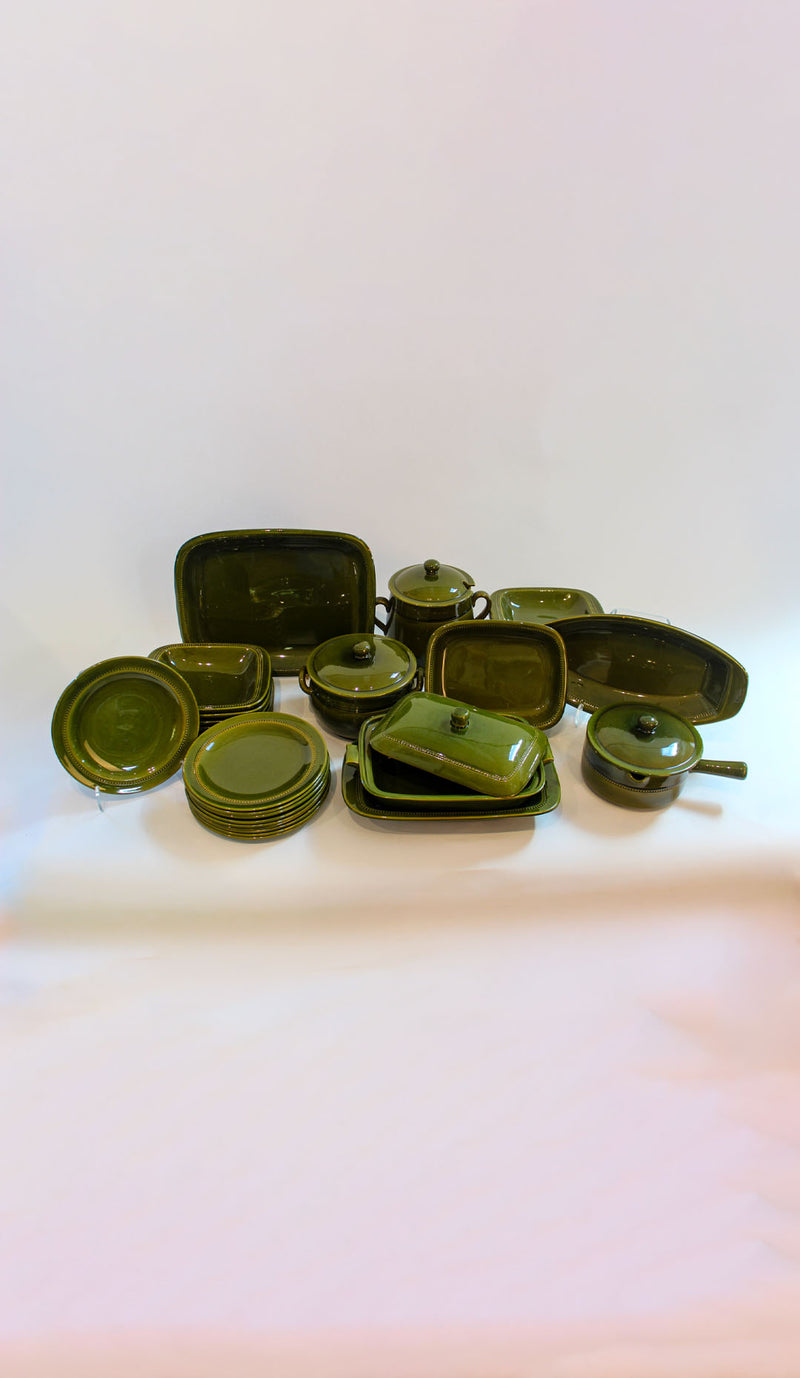 32-Piece Vintage Swedish Höganäs Keramik “Old Höganäs” Eldfast Stoneware Service