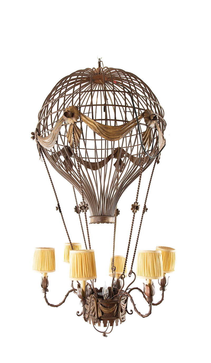 Up, Up and Away: Large Vintage Hot Air Ballon Chandelier, 58" H