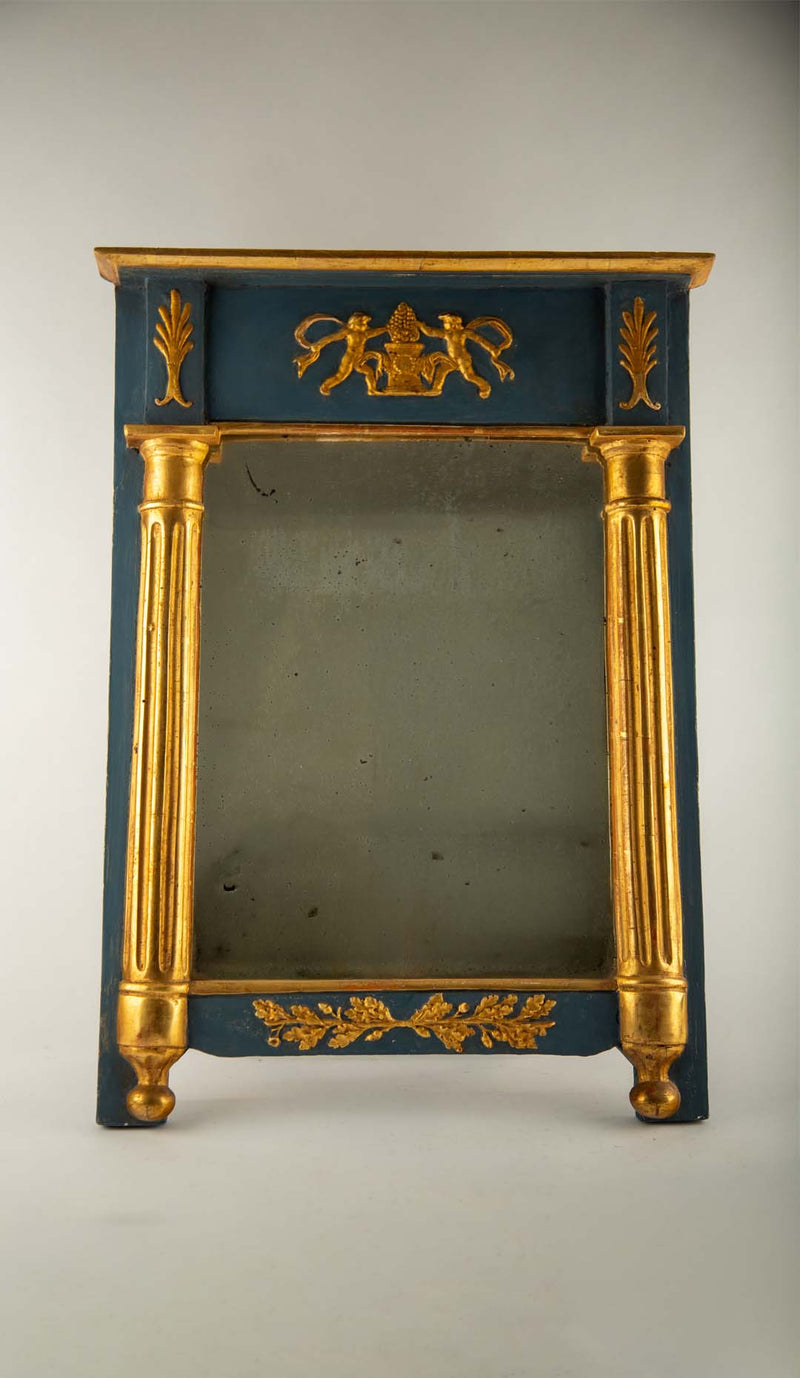 French Louis XVI Parcel-Gilt Trumeau Mirror, Late 18th Century