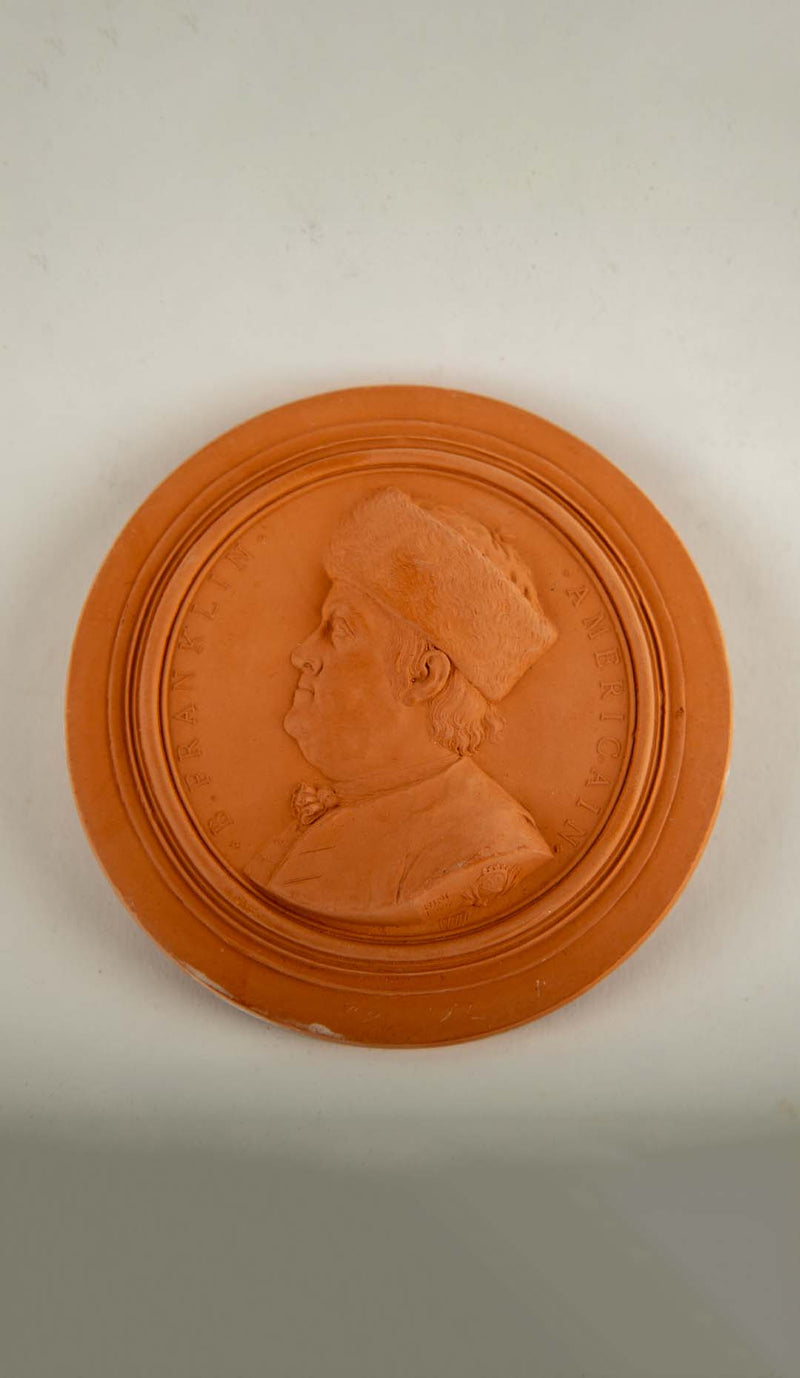 Benjamin Franklin Terracotta Medallion After Jean-Baptiste Nini