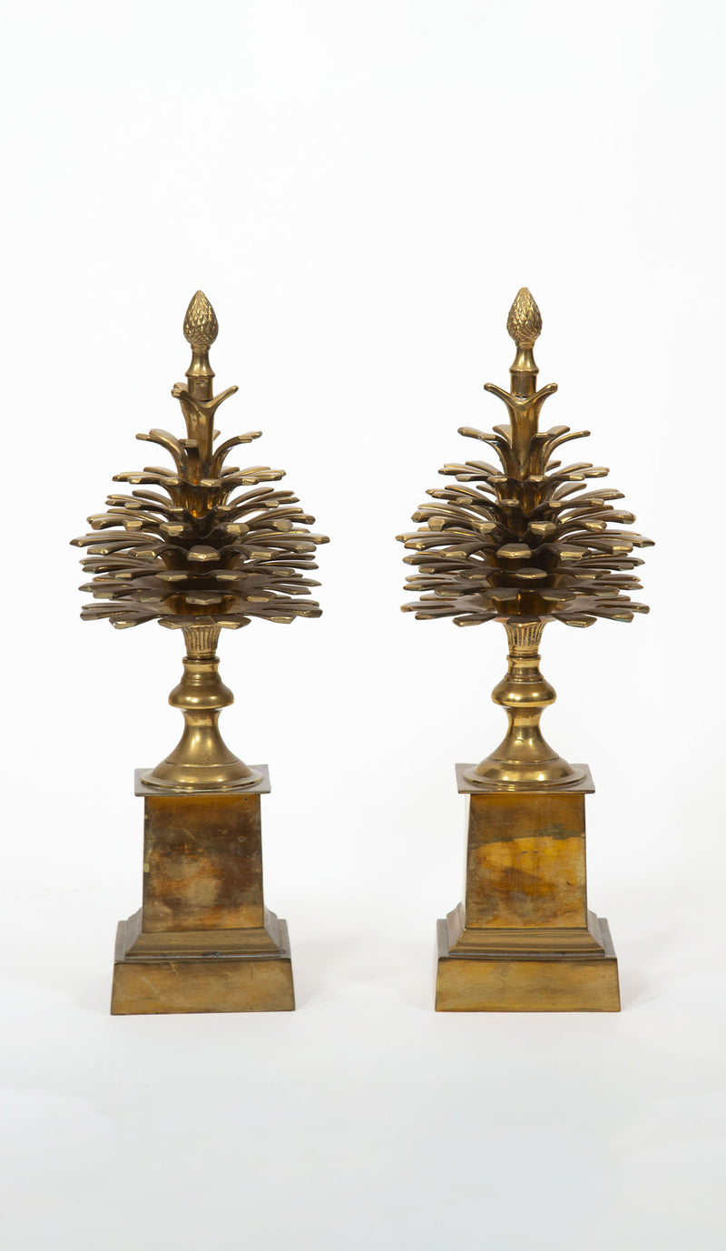 From Forest to Form: Pair of Mid-19th Century Brass Pinecone Sculptures