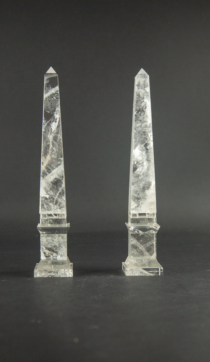 Rock Crystal Obelisk Pair 10.5"