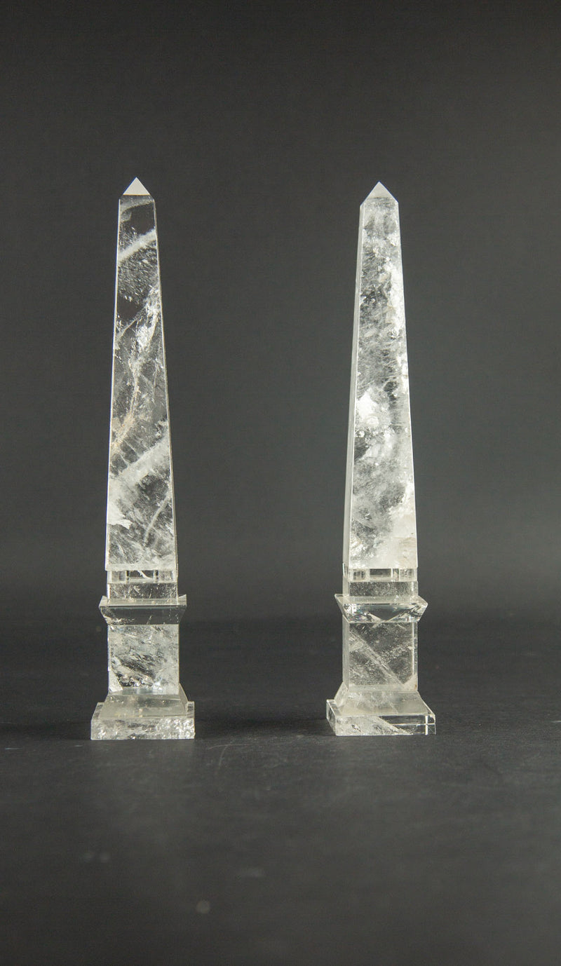 Rock Crystal Obelisk Pair 10.5"