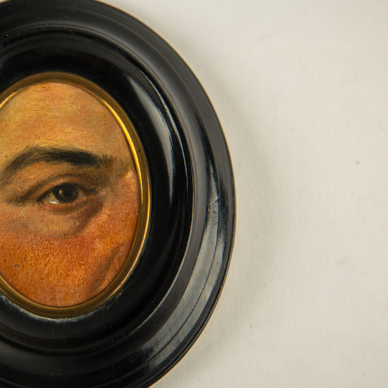 19th-Century Lover's Eye Fragment in an Ebonized Frame