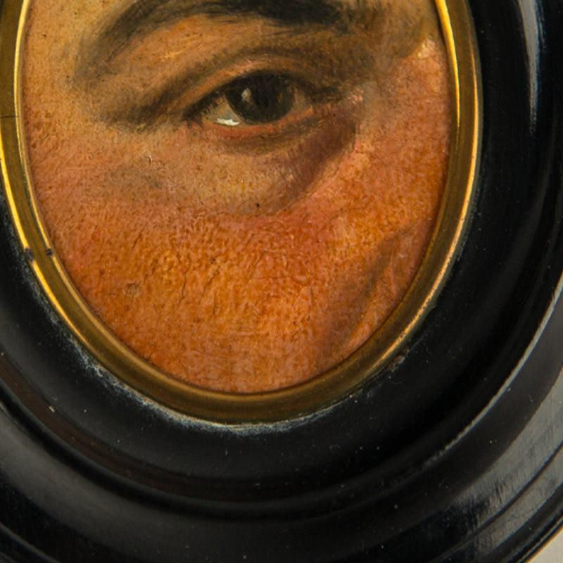 19th-Century Lover's Eye Fragment in an Ebonized Frame