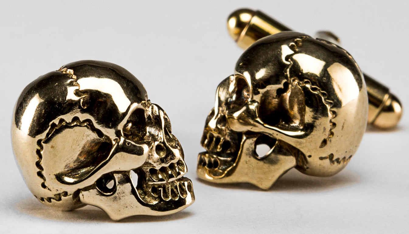 Brass Skull Cufflinks | Creel and Gow