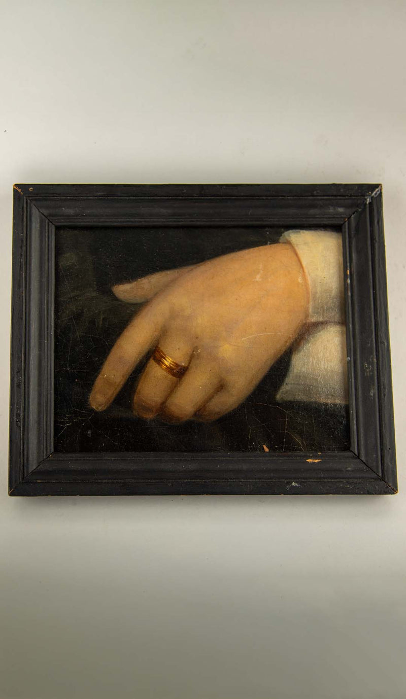 19th-Century Hand Study Fragment in an Ebonized Frame