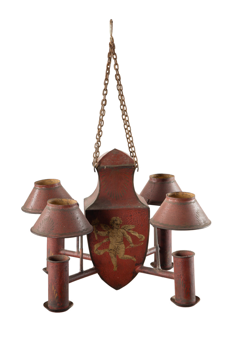 Empire of Light: Directoire Period Red Tole Chandelier