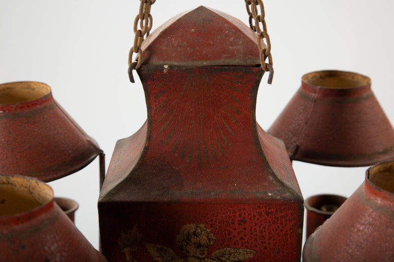 Empire of Light: Directoire Period Red Tole Chandelier