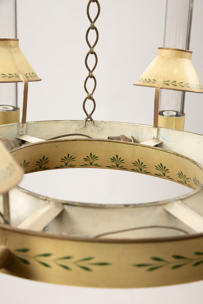 Harmony in Light: Large Directoire Period Yellow Tole Chandelier