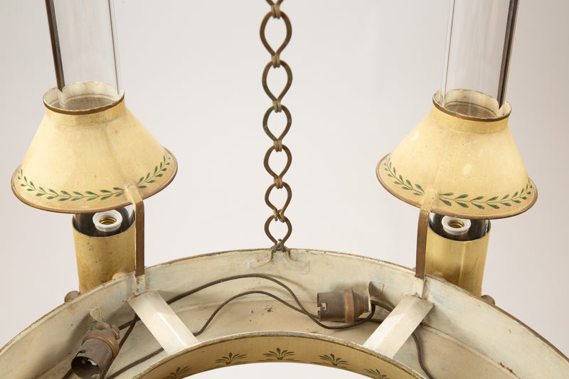 Harmony in Light: Large Directoire Period Yellow Tole Chandelier