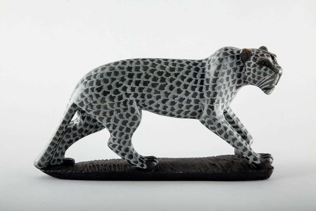The Silent Stalk: Carved Soapstone Leopard