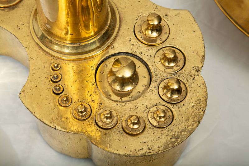 Monumental 19th C. French Brass Butcher's Balance Scale with Bull Head Finial