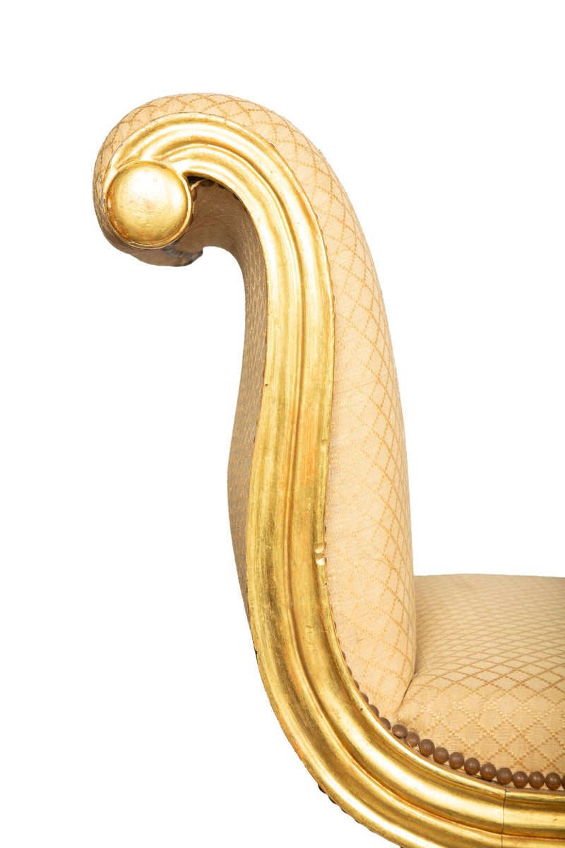 Fine French Empire Carved and Giltwood Méridienne, Circa 1810–1820