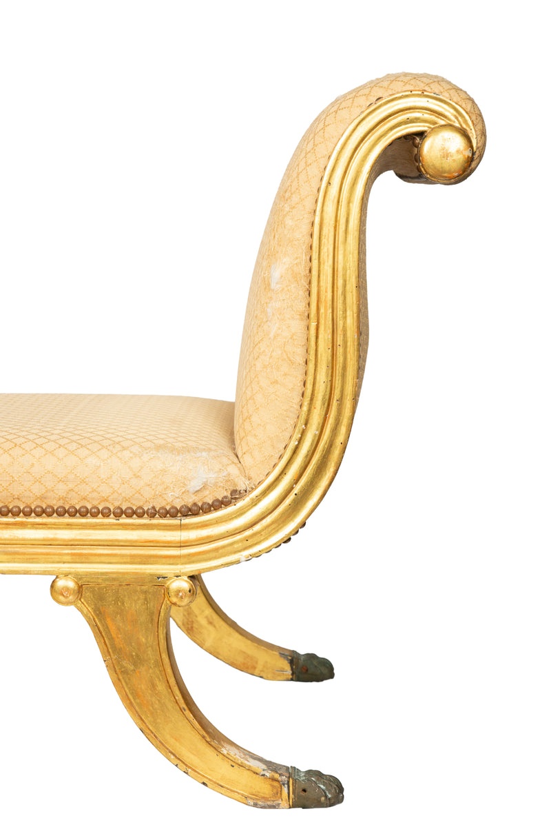 Fine French Empire Carved and Giltwood Méridienne, Circa 1810–1820