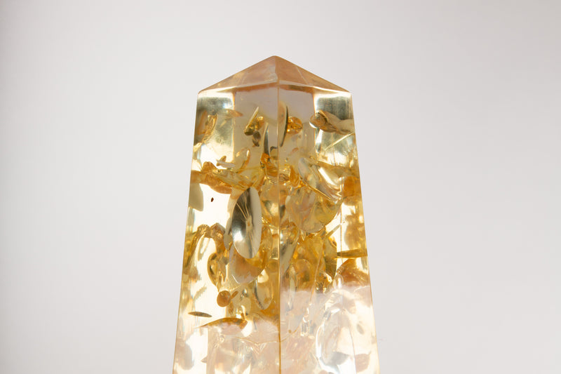 Light Within: Amber Crackle Lucite Obelisk