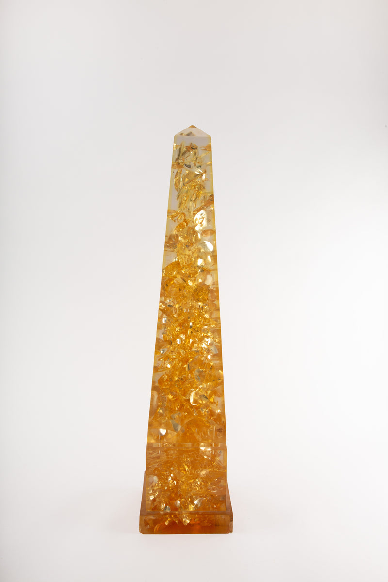 Light Within: Amber Crackle Lucite Obelisk