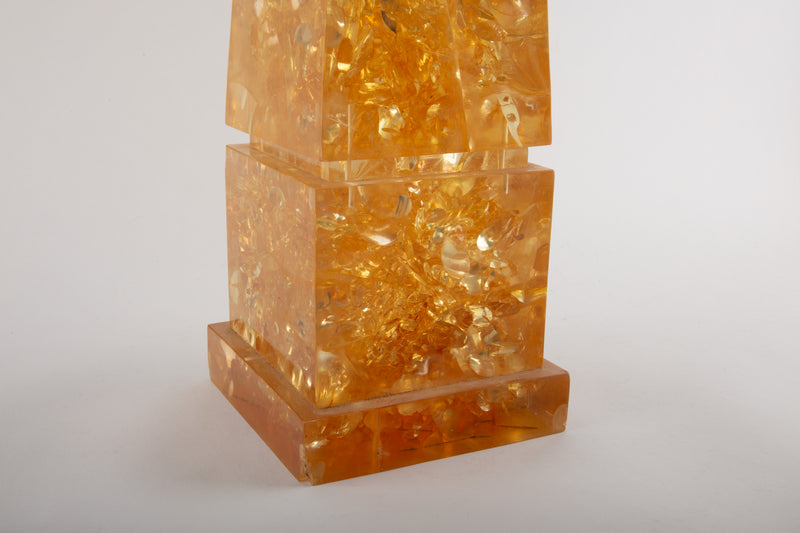 Light Within: Amber Crackle Lucite Obelisk