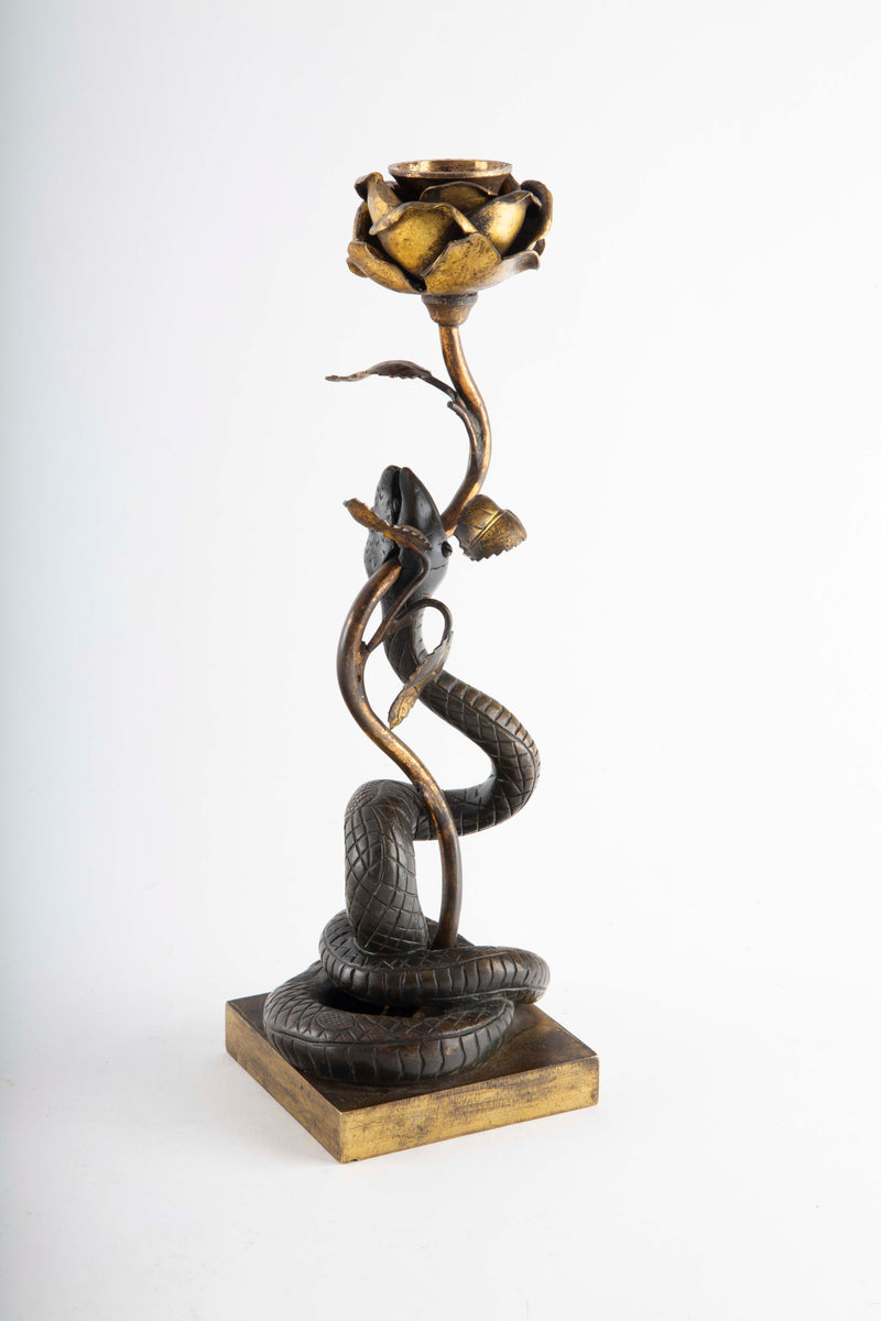 Among Thorns and Scales: Late 19th C Snake & Rose Side Table Light