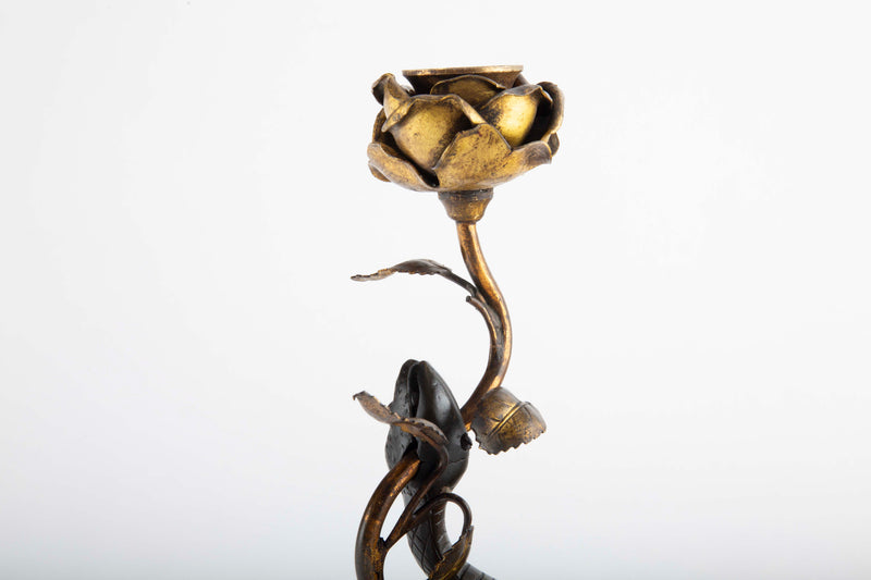 Among Thorns and Scales: Late 19th C Snake & Rose Side Table Light