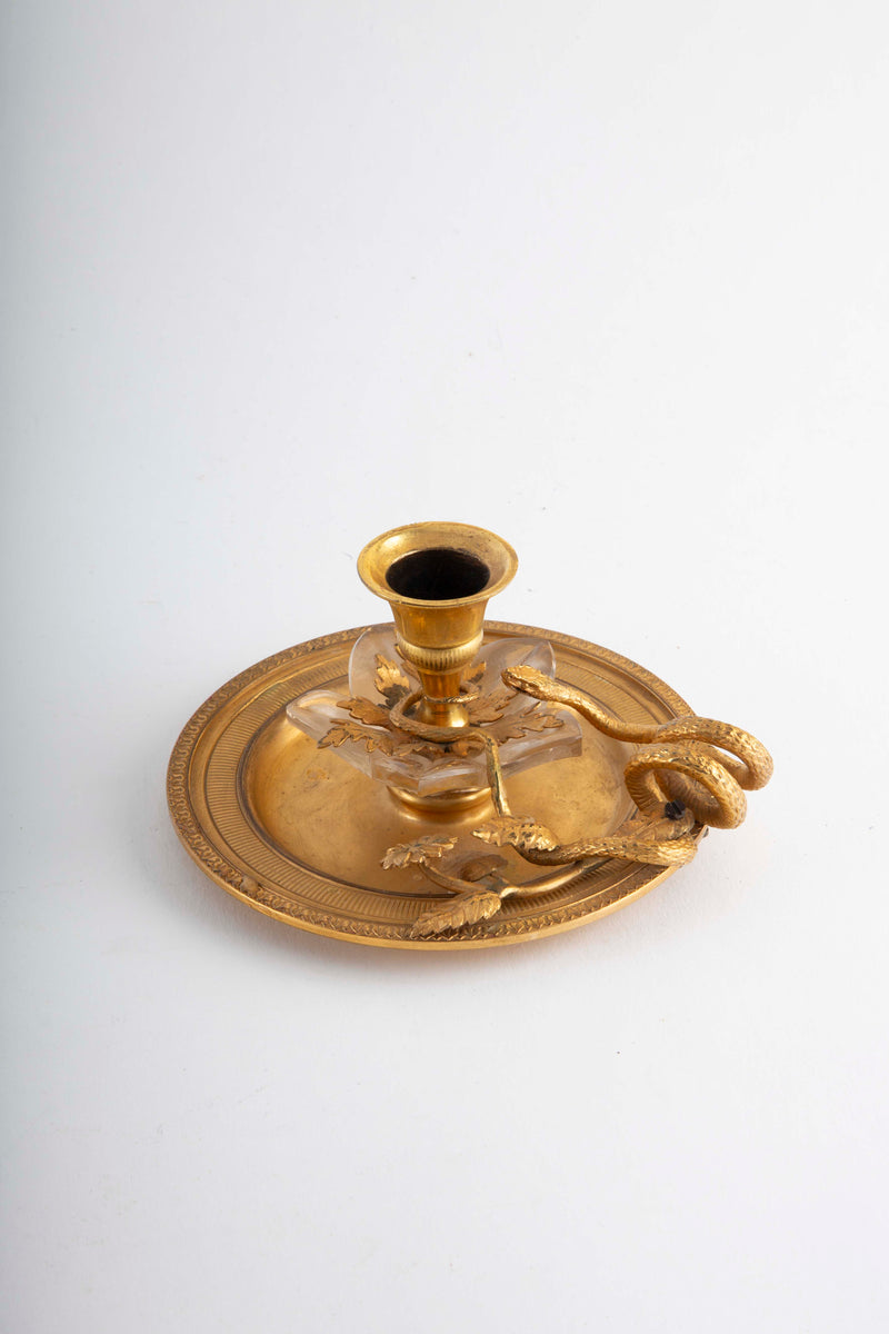 The Serpent's Candle: Neoclassical Gilt Bronze Candlestick