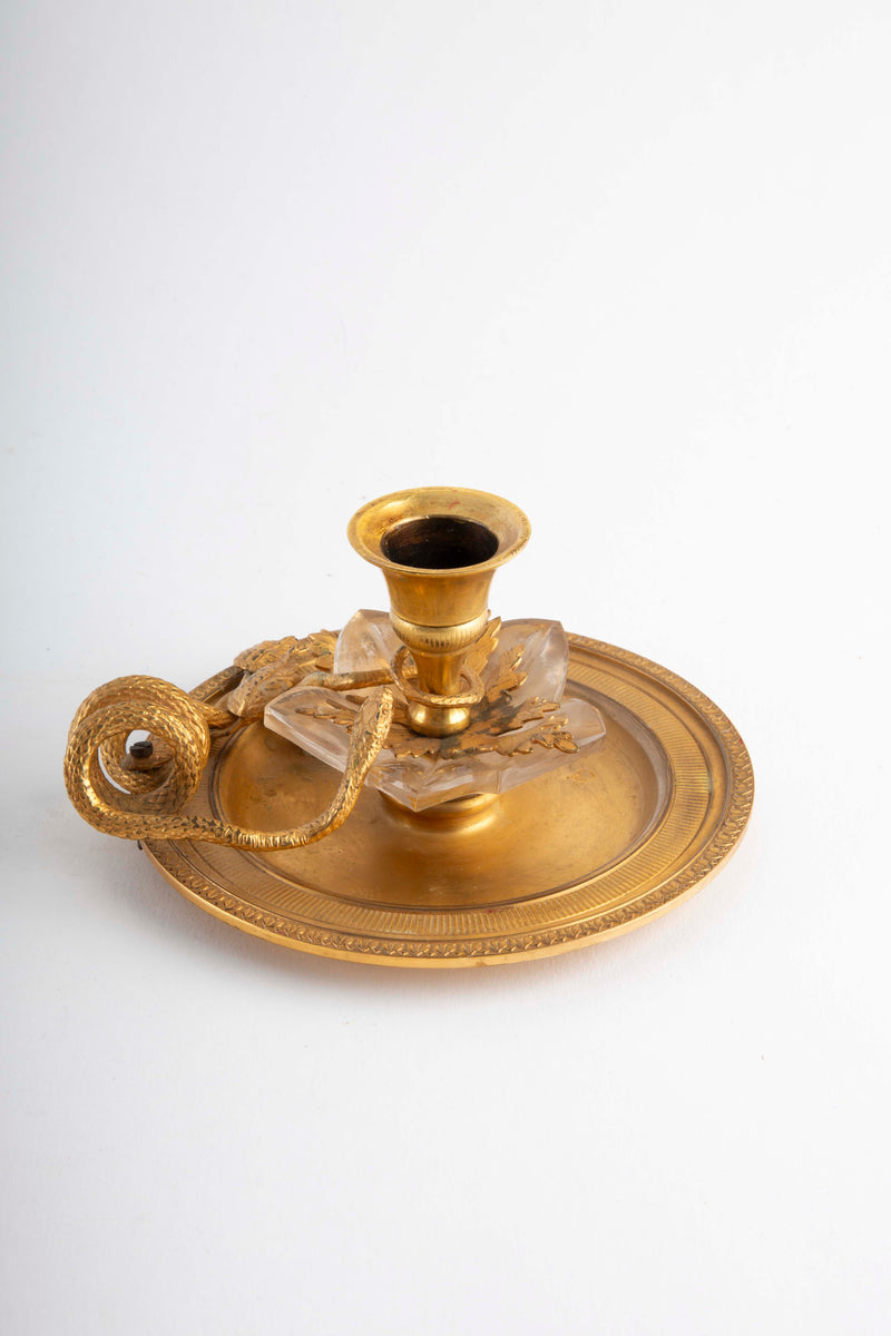 The Serpent's Candle: Neoclassical Gilt Bronze Candlestick