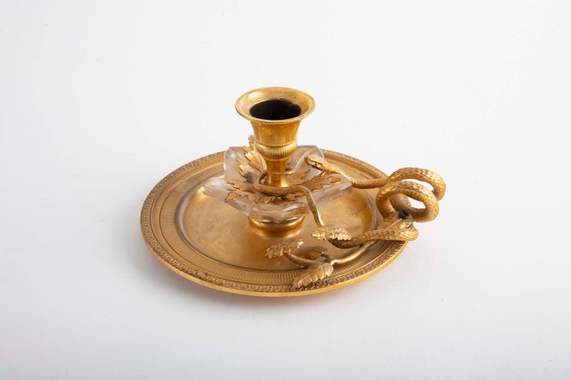 The Serpent's Candle: Neoclassical Gilt Bronze Candlestick
