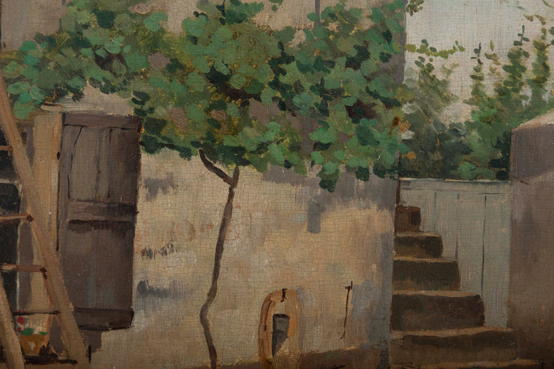 Rustic Retreat: Painting of a French Farmyard